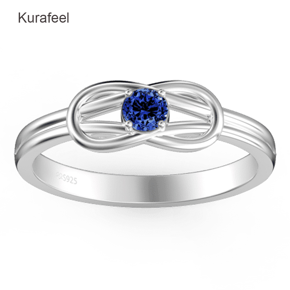 Birthstone 925 Sterling Silver Women Silver Ring